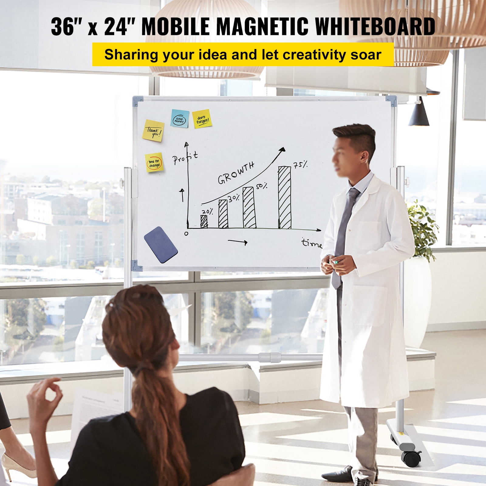 KFFKFFMagnetic Double Sided Whiteboard with Stand