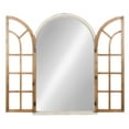 thumbnail image 3 of Kate and Laurel Boldmere Large Traditional Wood Windowpane Arch Mirror, 28x44, Rustic Brown and White, 3 of 10