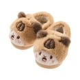 thumbnail image 2 of Hessimy Kids Cute Fuzzy Slippers Glow In The Dark Plush House Shoes Boys Girls Light Up Winter Slides Toddler Slippers Toddler Slippers Cute Slippers Winter Keep Warm Slippers (Khaki,1), 2 of 4
