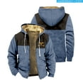 thumbnail image 2 of Mens Retro Solid Color Long Sleeve Stand Collar Three Mens Coat Strap Waist Length, 2 of 5