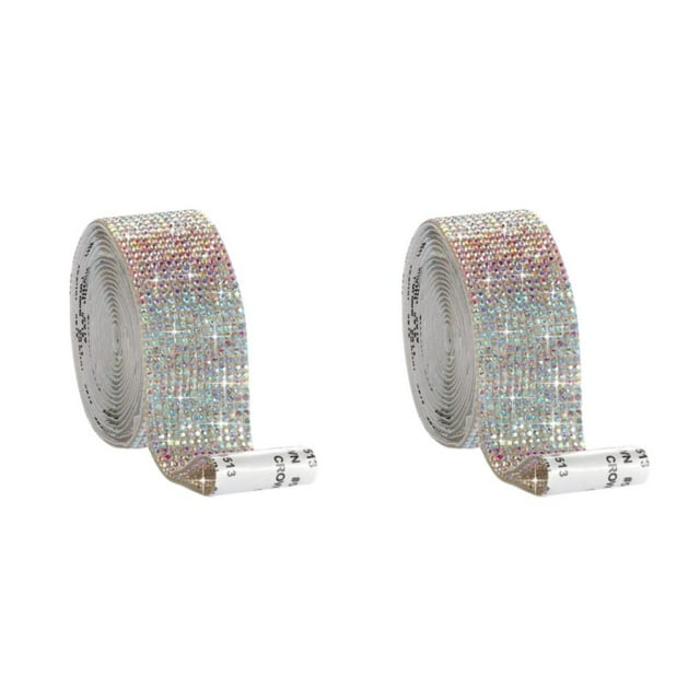 kurtrusly Elegant Crystal Rhinestone Ribbon DIY Sticker Multicolor 1.4cm 2Set