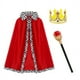 thumbnail image 1 of Capa roja de rey para niños adultos, niños, príncipe, corona, capa de terciopelo, cumpleaños, fiesta de Halloween, accesorios de disfraz de cosplay, 1 of 6