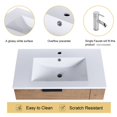 thumbnail image 4 of Malwee  30" Floating Bathroom Vanity, Wall Mounted Bathroom Vanity with Resin Sink,Soft Close Drawers and Side Adjustable Shelves Brown - Right Shelf, 4 of 5