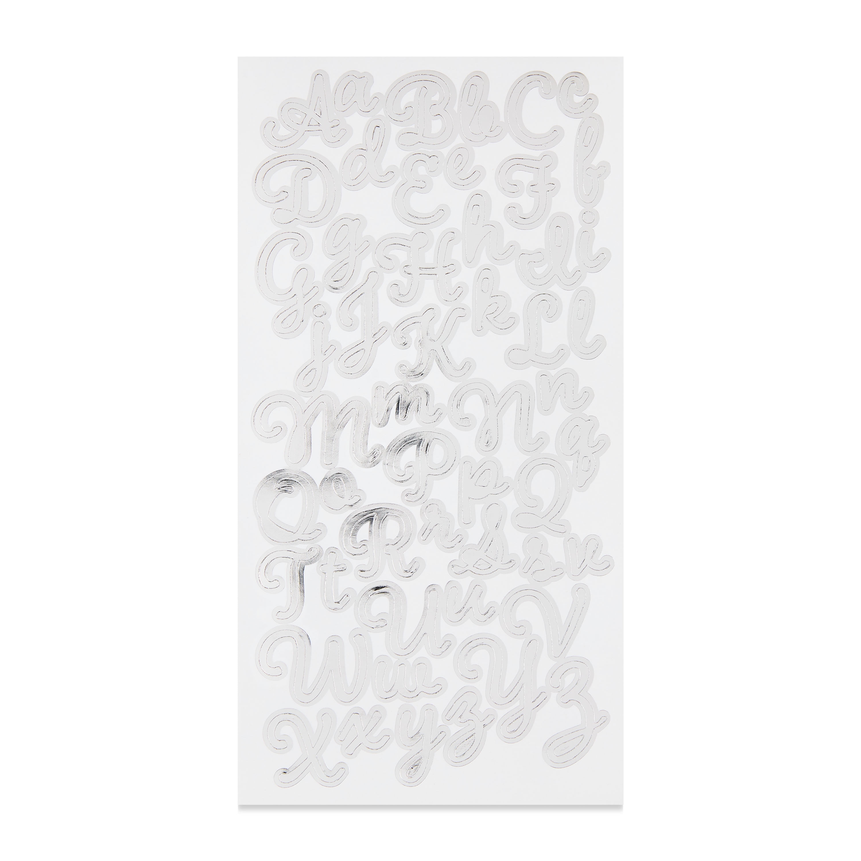 Hello Hobby Silver Foil Alphabet Stickers, 52 Count
