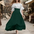 thumbnail image 4 of Hvyesh Costume Women Outfit with Renaissance Peasant Skirt + Off Shoulder Trumpet Sleeve Tops, Victorian Skirt High Waisted Button Skirt Set for Womens Halloween Costumes, 4 of 7