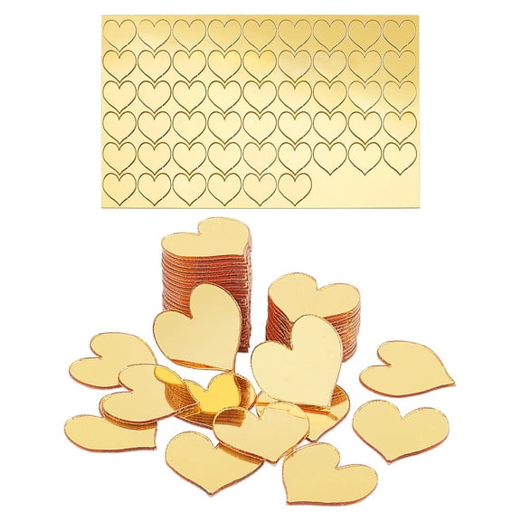 100pcs Golden Mirrors for Crafts Heart Self Adhesive Mirror Tiles 0.7 Inch Acrylic Craft Mirror Stickers Small Mirror Circles