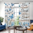 thumbnail image 6 of WNOOHIY Blue Butterfly Flower Wood Texture Background Curtains for Bedroom and Living Room, Set of 2 Panels, 6 of 6