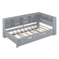 thumbnail image 3 of Twin Daybed with Twin Trundle, Wooden Bed with Storage Shelf and USB Charging Ports for Bedroom, Grey, 3 of 7