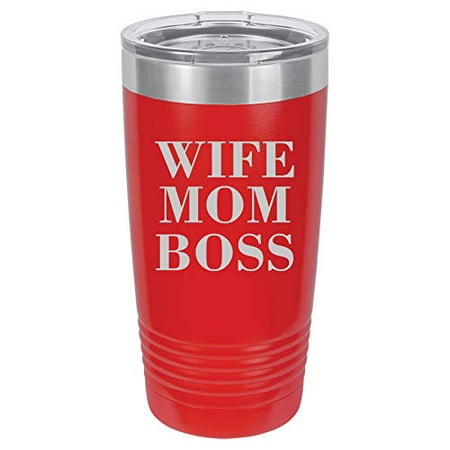 

Tumbler Stainless Steel Vacuum Insulated Travel Mug Wife Mom Boss (Red 20 oz)