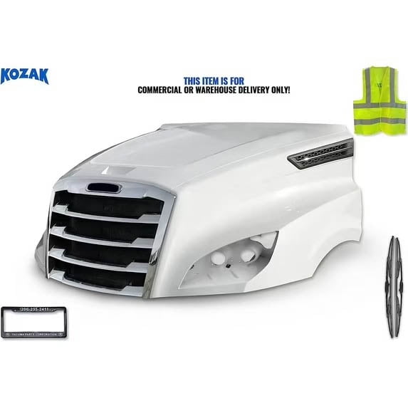Kozak Fiberglass Hood Shell Compatible with Freightliner Cascadia, Easy To Install