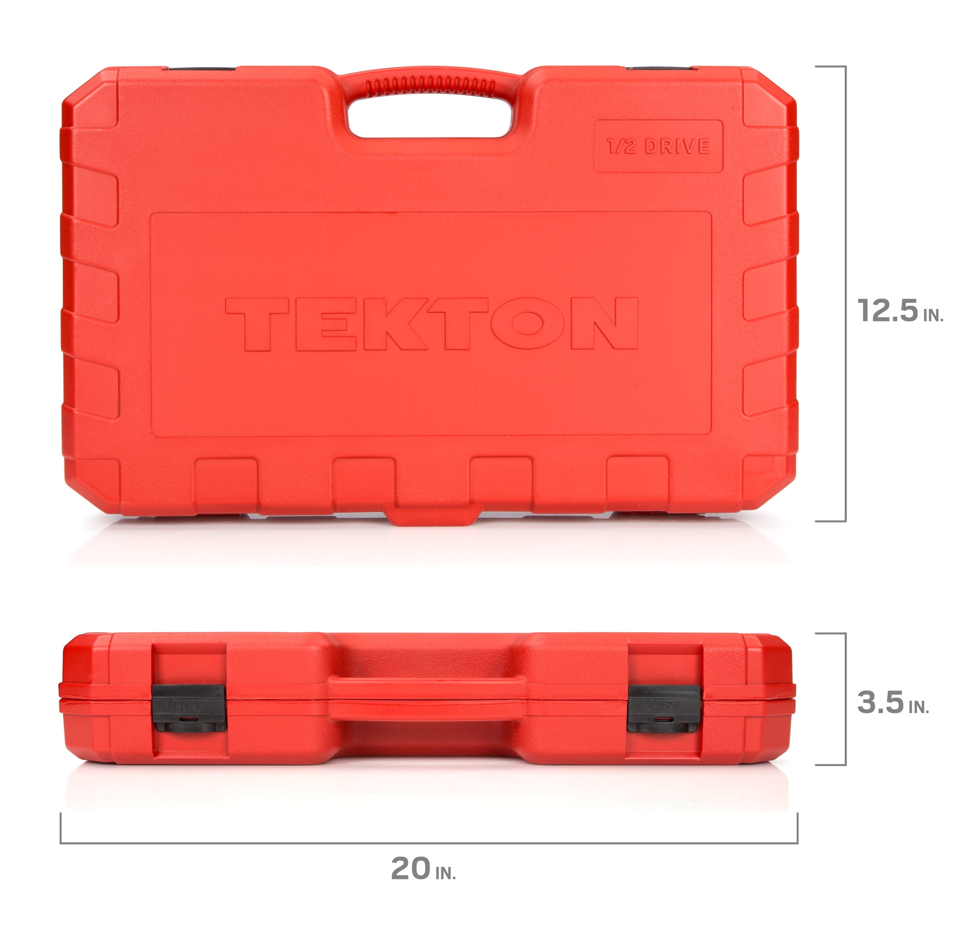TEKTON 1/2-Inch Drive Socket Set 1-Inch 24 mm 3/8-Inch Inch/Metric 13201 10 mm 6-Point 58-Piece 