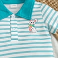 thumbnail image 4 of WhouRiu Infant Boy Outfit Set for Easter Short Sleeve Striped T Shirt Shorts Gentleman Holiday Summer Outfits for Teen Blue,Size 9-12 M, 4 of 6