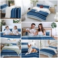 thumbnail image 5 of King 4 Piece Bedding Set Minimalist Gradient Blue White Stripes Soft Breathable Duvet Cover and Pillowcase, Ombre Abstract Art Duvet Cover Set Bed Sheets for Bedroom Dormitory Guest Room, 5 of 9