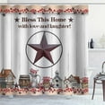 thumbnail image 3 of Amarainy Texas Star Shower Curtain, Primitive Farmhouse Shower Curtain, Red Berry Barn Western Vintage Country Rustic Bathroom Decor Waterproof Fabric White Shower Curtain, 72 X 72 inch, 3 of 5