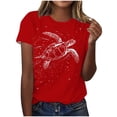 thumbnail image 1 of Tops de Ajuste Suelto para las Mujeres Sudadera Casual Impresa Manga Corta Cuello Redondo Superior, Poliéster, 1 of 4