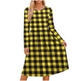 thumbnail image 2 of Odbmxy Tunic Womens Midi Dress Fall Plaid Long Sleeve Smock Shift Everyday Loose Women Dress Casual, 2 of 7