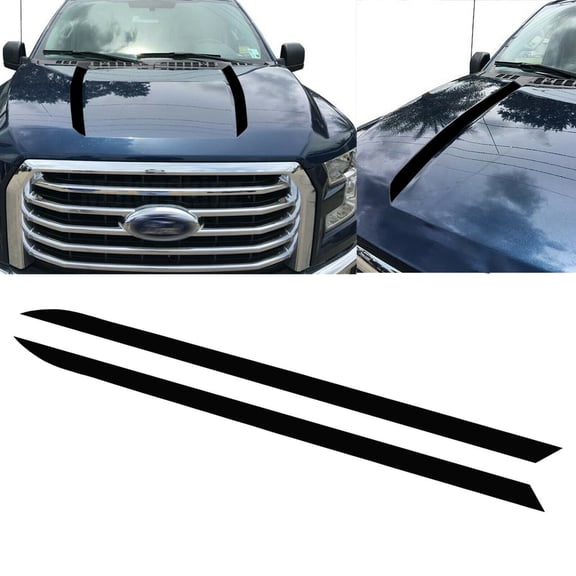 Xotic Tech 2x Spear Hood Decal Vinyl Stripe Sticker for Ford F-150 2015-2019, Black