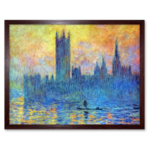 Wee Blue Coo Monet London Parliament Winter Old Master Painting Art Print Poster Encadré Décoration Murale 12x16 Pouces