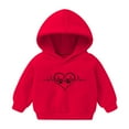 thumbnail image 2 of Pretxorve Kids Heart Line Print Fleece Lined Hooded Long Sleeve Shirts Top for Fall Sizes 1-8Y, 2 of 3