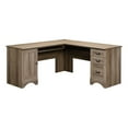thumbnail image 1 of Pemberly Row L Shaped Computer Desk with CPU Tower Storage, Letter, Legal File Drawer, and Keyboard Tray in Salt Oak, 1 of 19
