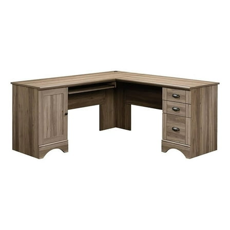 Scranton & Co L-Shaped Contemporary Engineered Wood Computer Desk in Salt Oak