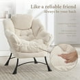 thumbnail image 3 of MOONMISS Corduroy Upholstered Oversized Lazy Chair with Folding Ottoman and a Side Pocket-White, 3 of 8