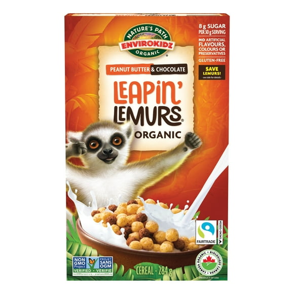 Nature's Path EnviroKidz Gluten Free Leapin' Lemurs Peanut Butter And Chocolate Cereal, Envirokidz Leapin' Lemurs