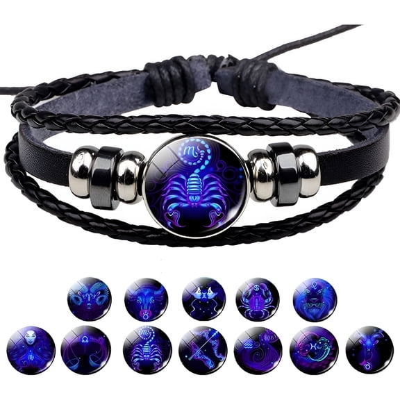 DESIGNICE Bracelets for Women & Men,Zodiac Signs Spirit Bracelets,Zodiac Signs Spirit Bangle,Multilayer Adjustable 12 Constellations Pu Leather Zodiac Bangle Unisex (Scorpio)