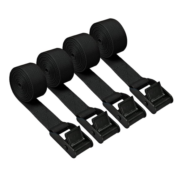 4 Pack Adjustable Heavy Duty Tie Down Straps, 1" x 6.5' Cargo Straps with Quick Cam Buckles for Trailers, Moving, Roof Cargo, Black