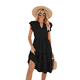 thumbnail image 3 of Vestido de Verano para Mujer, con Mangas con Volantes y Escote en V, Midi, Negro, Talla M, 3 of 6