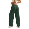 thumbnail image 5 of WULMLEO Women's Baggy Wide Leg Sweatpants High Elastic Waist Athletic Pants Adjustable Drawstring Casual Lounge Pants with Pockets Dark Green XL, 5 of 6