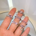 thumbnail image 4 of Anillo de corazón Irregular de cristal Rosa Y2K para mujer, anillo abierto de amor de ópalo de circón brillante Vintage, joyería de fiesta Punk Kpop para niña, regalos 2023, 4 of 4