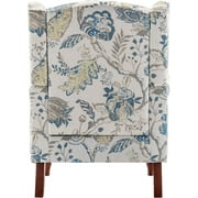Hommow Upholstered Accent Chair, Floral Print Fabric Armchair,Blue