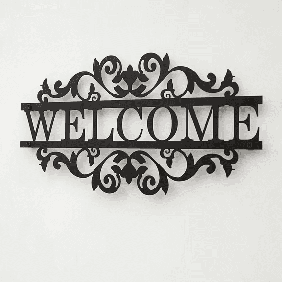 HELLOYOUNG Metal Welcome Sign Wall Decor, Front Porch Sign with House Address, Farmhouse Rustic Metal Art Decor for Outdoor Indoor Home Door Entryway Decorations