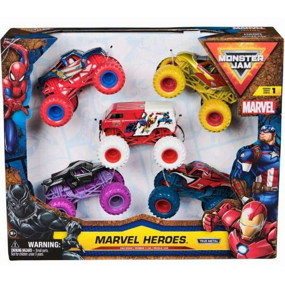 Monster Jam Marvel Heroes Vehicles 5pk - 1:64 Scale Toy
