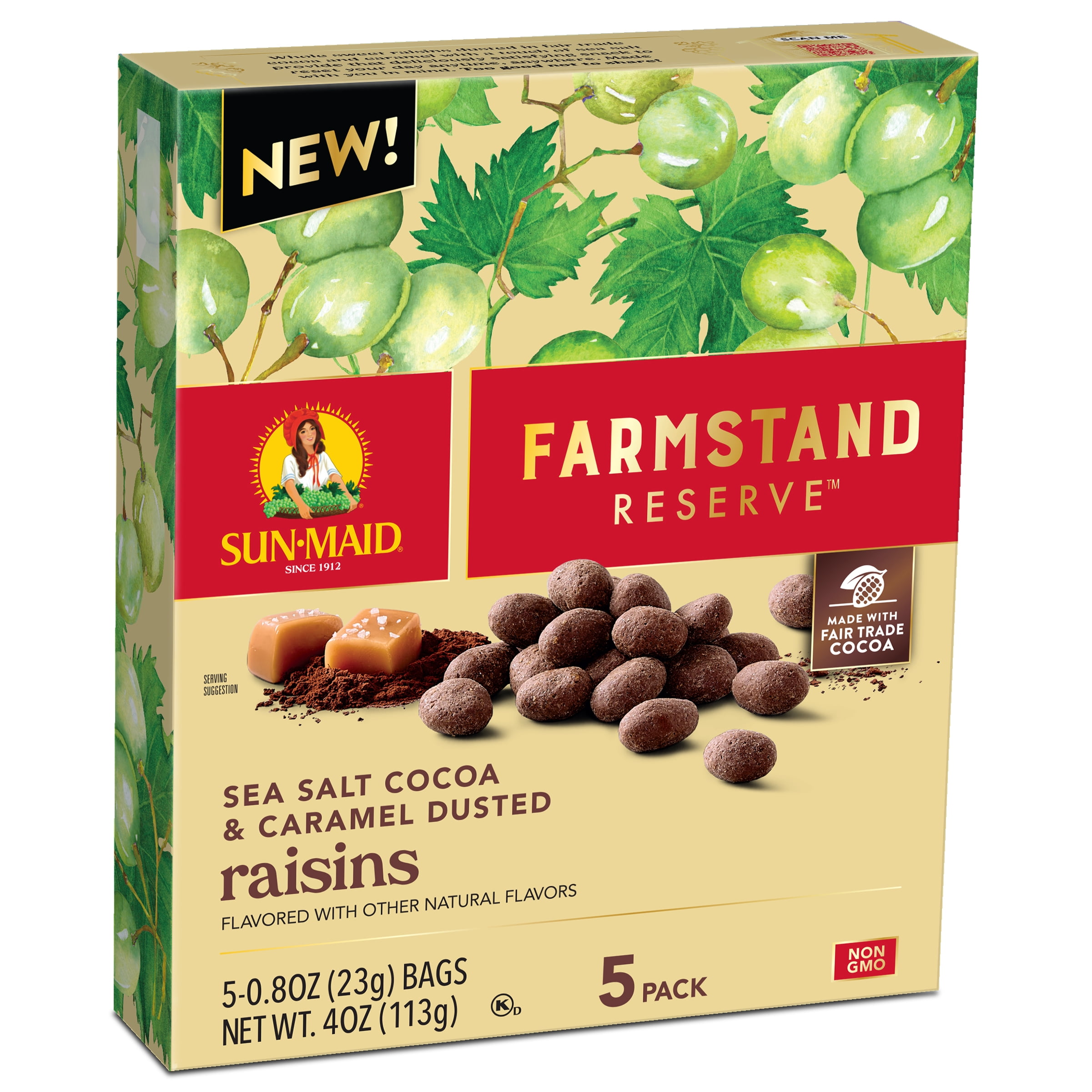 Sun-Maid® Farmstand Reserve™ Sea Salt Coca Carmel Raisins 5-Count Box/.8oz Bag