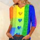 thumbnail image 4 of Xuyuer Womens Valentine T Shirts Love Heart Printed Graphic Tee Tops Spring Shirts Halloween Round Neck 3/4 Length Sleeve Graphic Tee Tops Fashion Casual Printed T-Shirt Top, 4 of 6