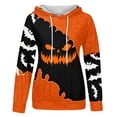 thumbnail image 4 of Halloween Womens Hoodies Casual Colorblock Pumpkin Face Print Sweatshirt Long Sleeve Pullover Tops Fall Winter Warm Black L, 4 of 4