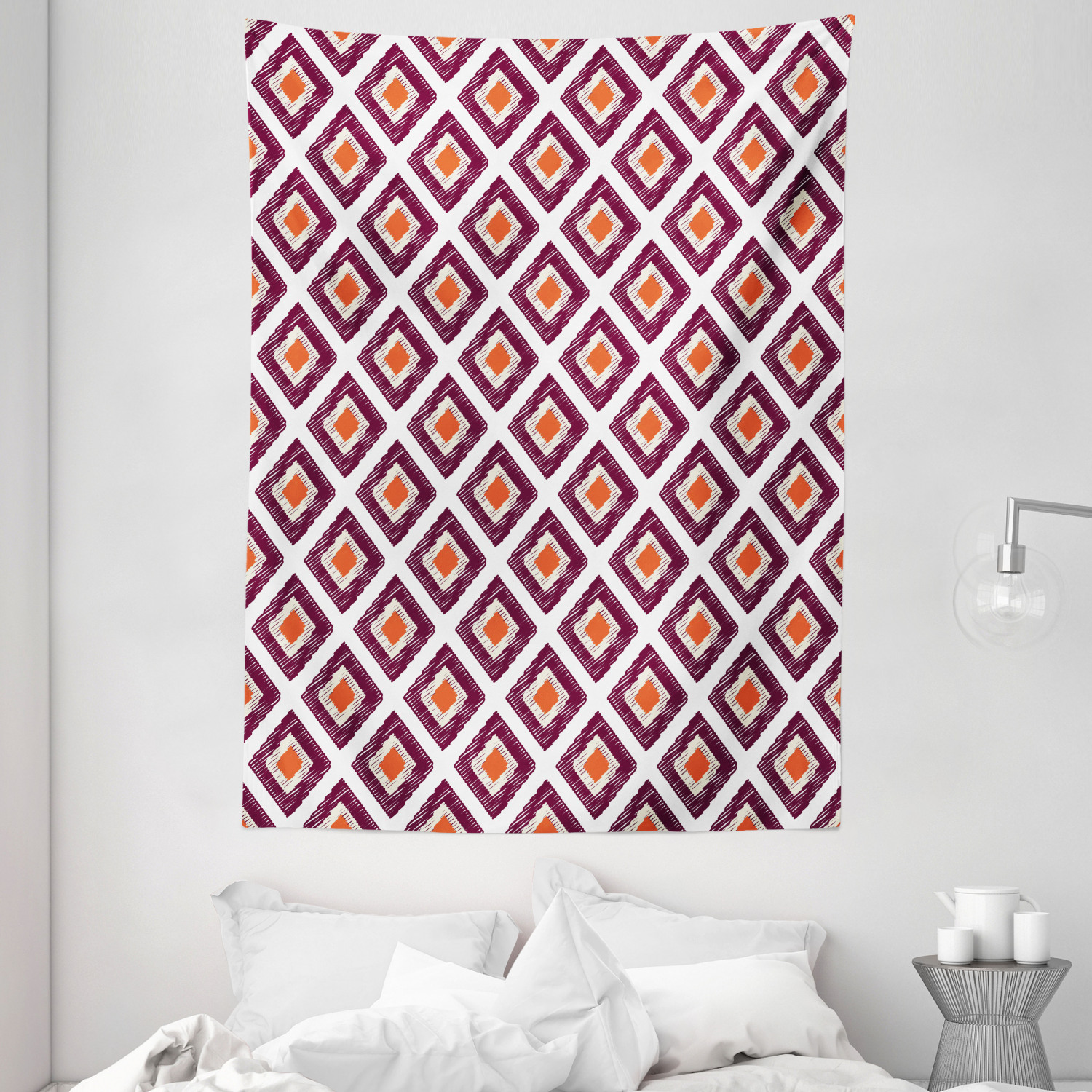 Geometric Tapestry, Triangles Shaped Squared Mosaic Like Seamless