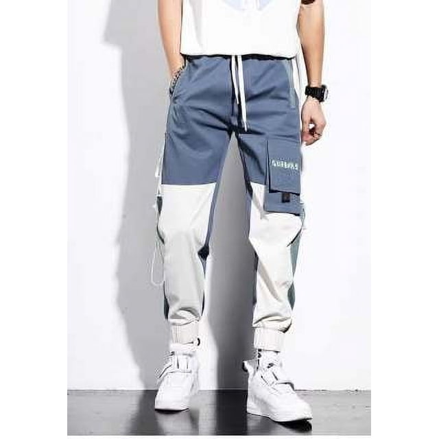 Loose Fit Multi Pocket Joggers For Spring Summer, Men's Street Style Waist Drawstring Casual Pants Cargo Pants For Fitness Outdo