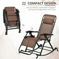thumbnail image 3 of Outsunny 2 Outdoor Rocking Chairs Foldable Reclining Zero Gravity Lounge Rockers w/ Pillow Cup & Phone Holder, Combo Design w/ Folding Legs, Brown, 3 of 9