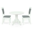 thumbnail image 2 of Wooden 3 Piece Dining Table Set, 2 Classic Style Solid Wood Ronda Upholstered Chairs w Rolf Round Dining Table, Kitchen Set for two, Living Room Set, White Color, 2 of 7