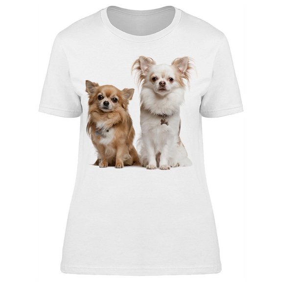 Two Serious Chihuahuas Sitting T-Shirt Women -Image by Shutterstock, Female Large