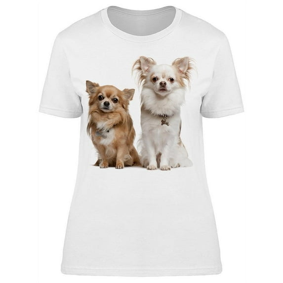 Two Serious Chihuahuas Sitting T-Shirt Women -Image by Shutterstock, Female Large