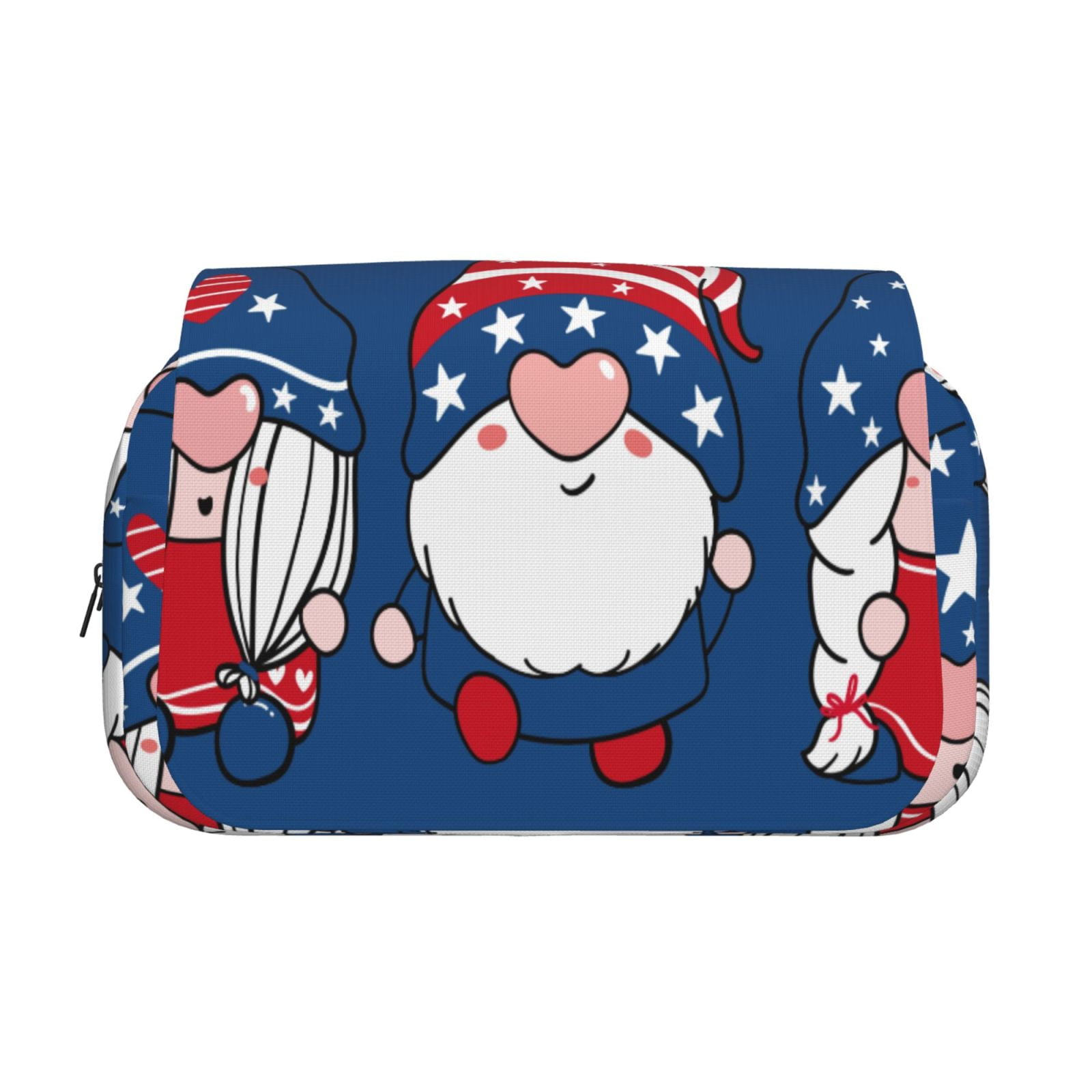 Rateoe Three Gnome Independence Day Pattern Double Clamshell Pen Case, Storage Organizer with Two Zipper Compartments– Holds Up to 50 Pencils & Pens