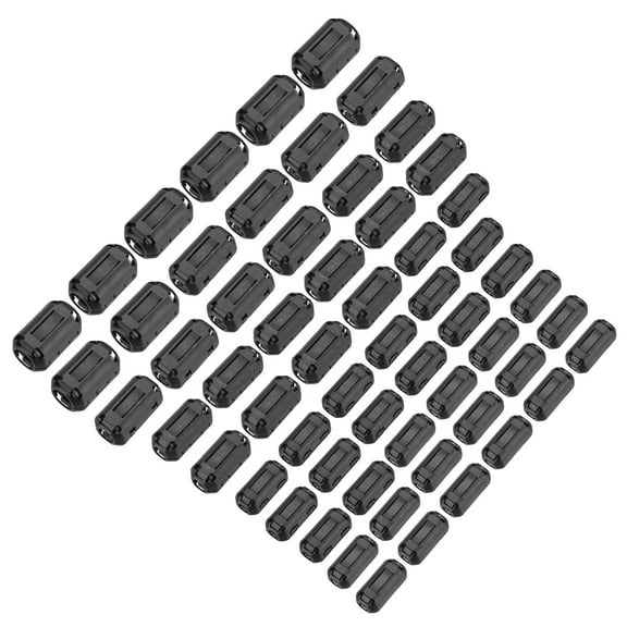 Uxcell 60Pcs 5 Sizes Clip-on Ferrite Ring Core, Ferrite Bead EMI RFI Noise Cable Clip for 3.5mm/5mm/7mm/9mm/13mm Diameter Cable, Black