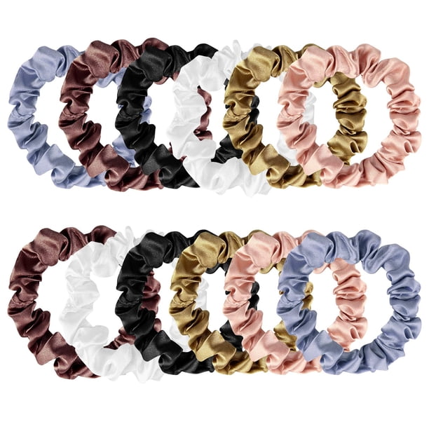KINMINGZHU 12 piezas de coleteros de seda para el pelo, coleteros elásticos para mujeres y niñas, accesorios para el cabello-002