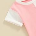 thumbnail image 6 of Bagilaanoe 2pcs Toddler Baby Girl Boy Shorts Set Short Sleeve Contrast Color T Shirt Tops + Shorts 3M 6M 12M 18M 24M 3T Kids Casual Summer Clothes, 6 of 8
