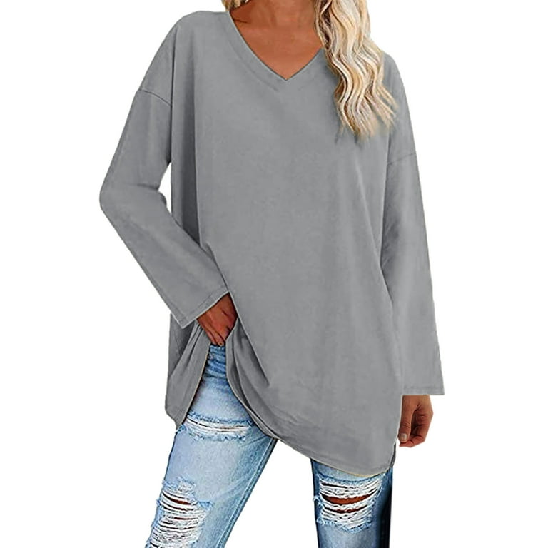 ZIZOCWA Venus Clothing Women Tops Dressy Casual Womens Long Sleeve Tops  Oversized T Shirts V Neck Tunic Tops Soft Causal Loose Blouse Plus Size  Scrub
