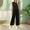 thumbnail image 2 of Cmfcve Summer Travel Tracksuit for Women Big Size 2 Piece Outfits Loose Wide Leg Comfy Lounge Sets, 2 of 5